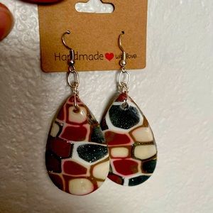 Handmade, polymer, clay, earrings, silver backing